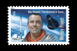 Alan Shepard, the first American to fly into space, became the first NASA astronaut to be honored with a U.S. Postal Service stamp in 2011.