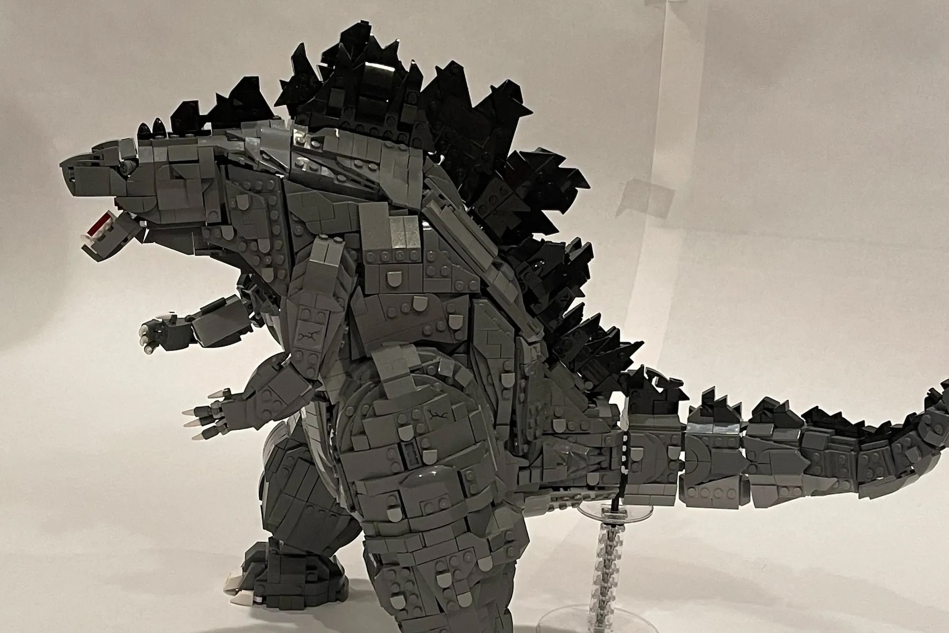 Godzilla LEGO set from three different angels including a shot of the blue beam coming out of his mouth