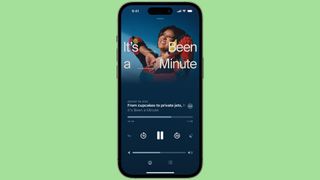 An iPhone with the Apple Music open