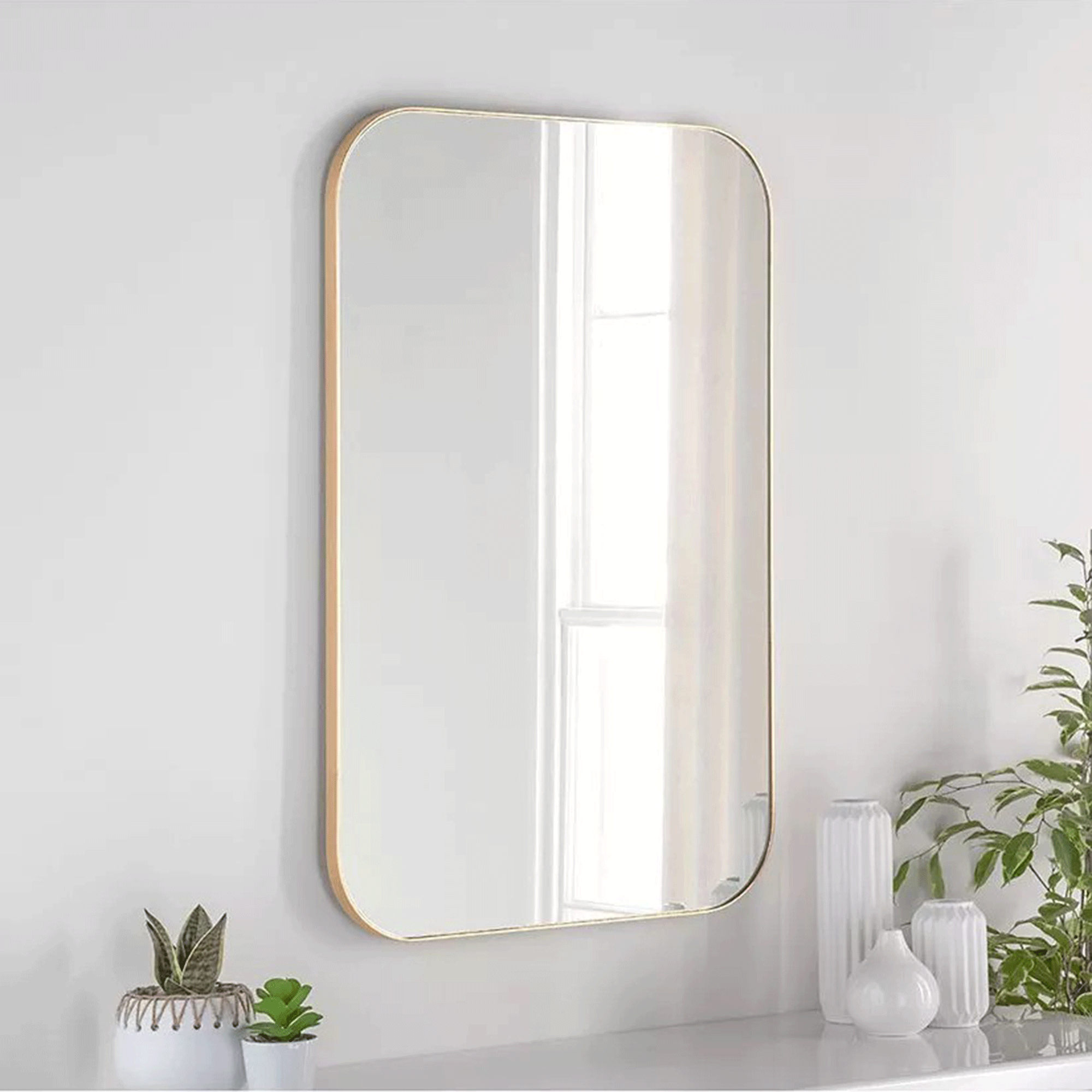 Yearn Arendal Rectangular Wood Frame Wall Mirror, 90 X 60cm