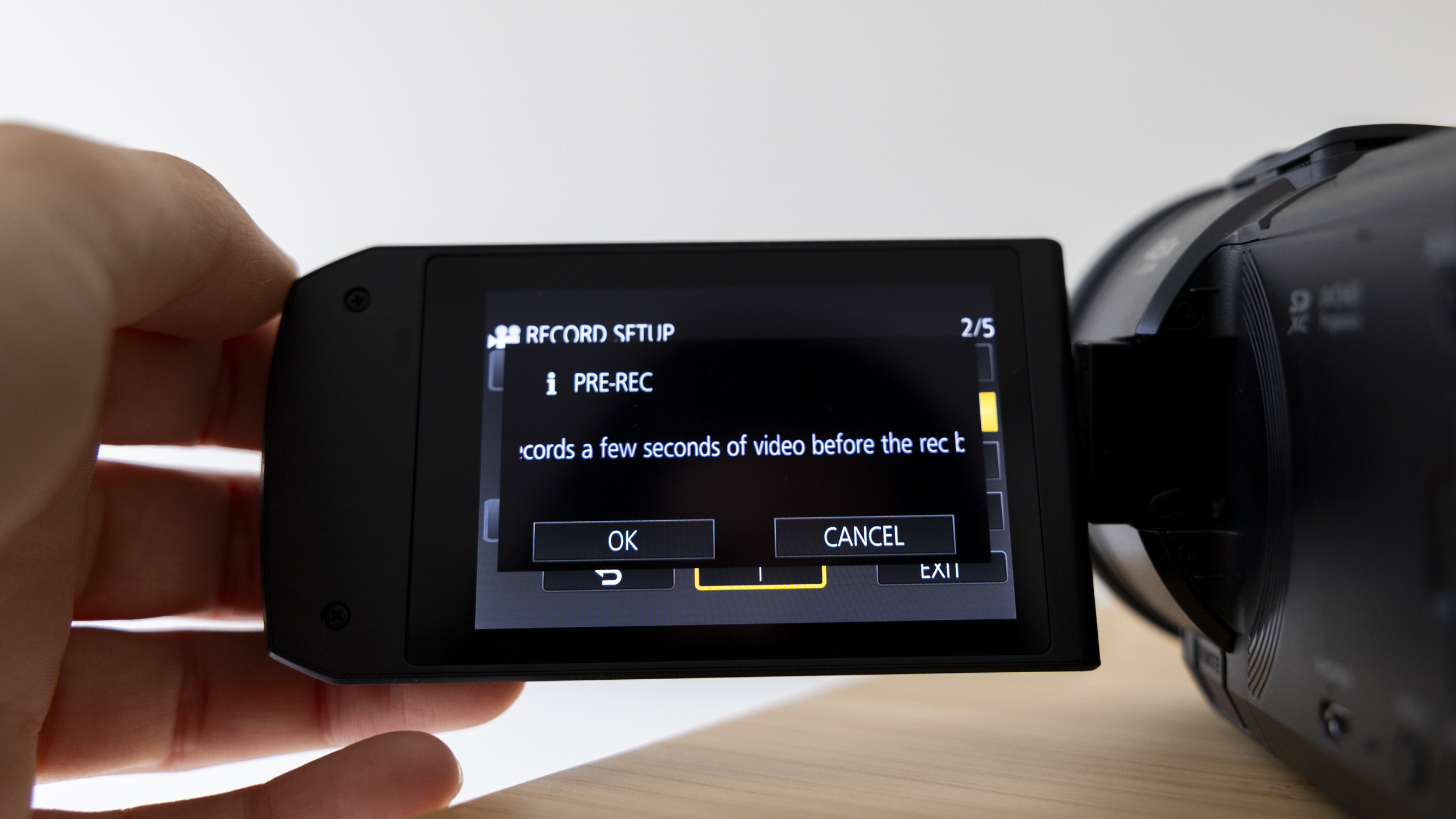The LCD screen on the Panasonic HC-V900