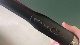 Close up of the GHD Unplugged power button