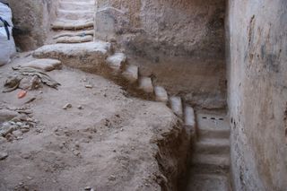 Stair lead into the cistern in Be'er Sheva, which sits in the Negev desert in southern Israel.