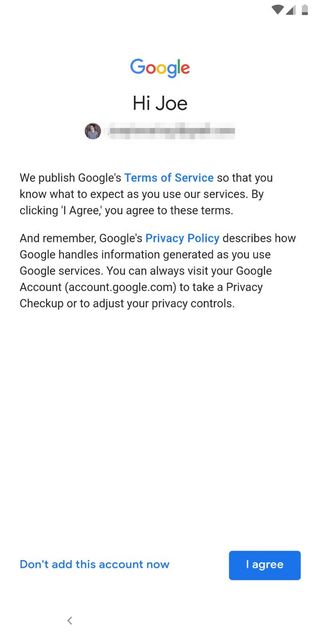 Google account sign in page