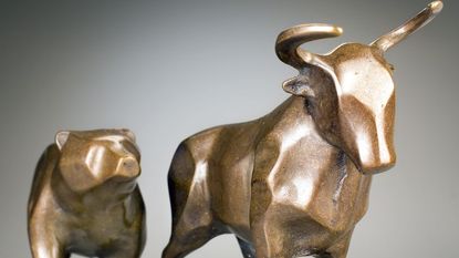 Gold models of a bull and a bear