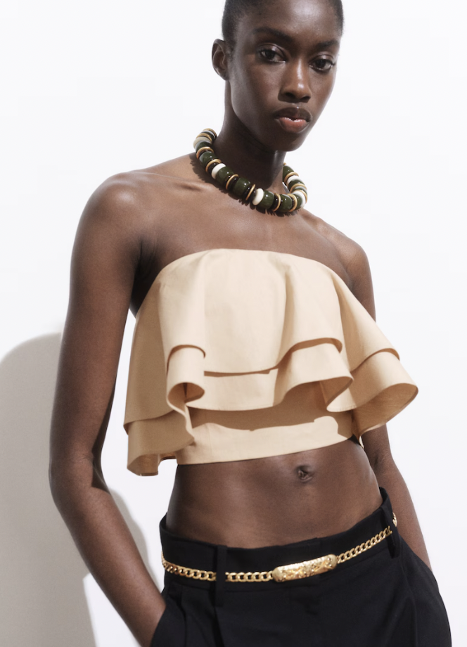 MANGO, Strapless Top With Ruffles - Women | Mango Usa