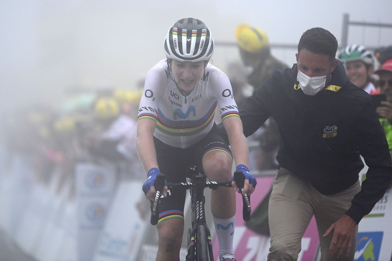 Annemiek van Vleuten in the clouds of the col du tourmalet