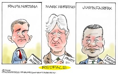 Political&nbsp;Cartoon&nbsp;U.S. Virginia Ralph Northam Mark Herring Justin Fairfax Scandals
