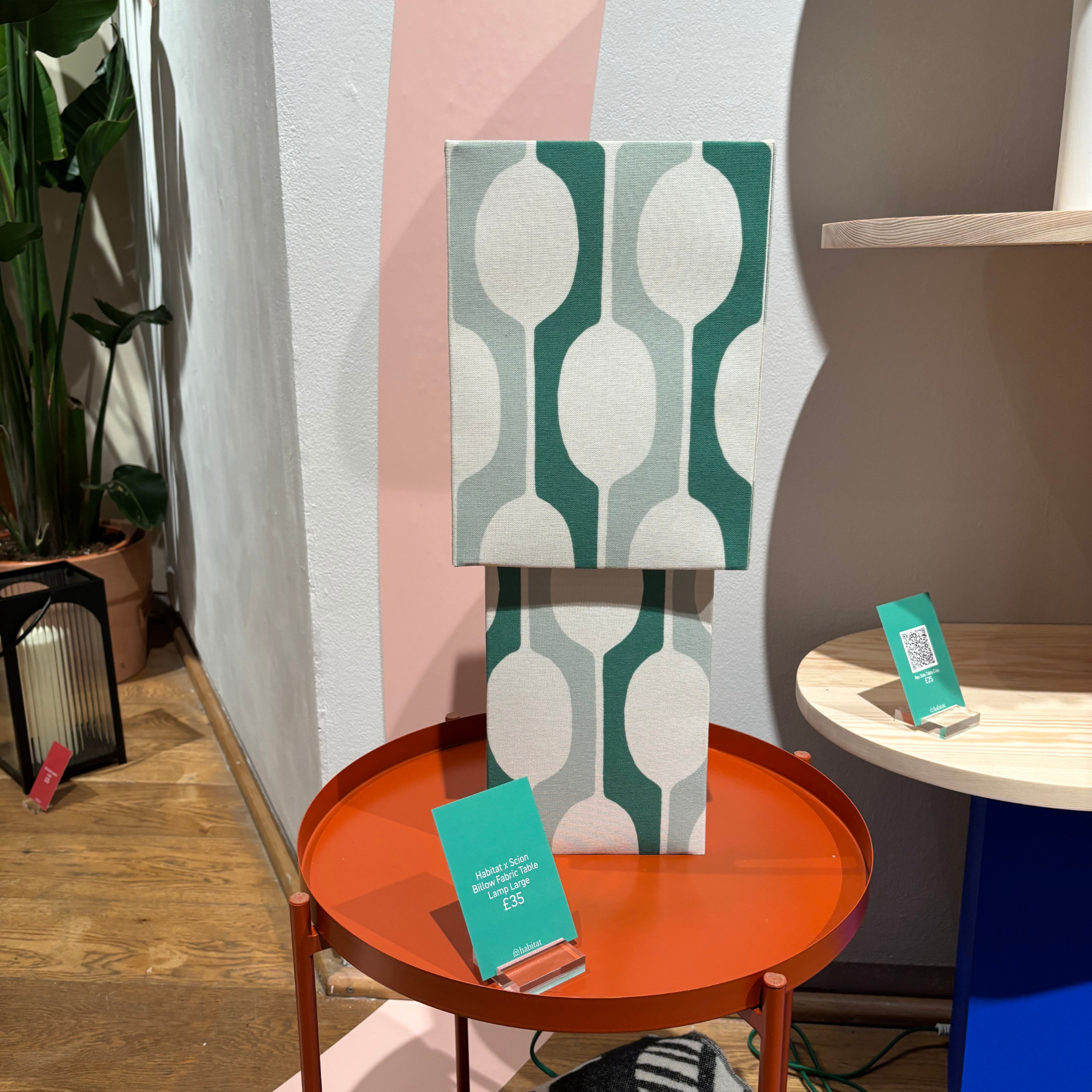 Habitat x Scion Large Billow Fabric Table Lamp - Green at Habitat press show.