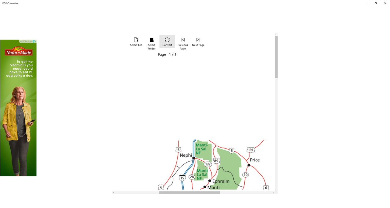 Screenshot of PDF to JPG app