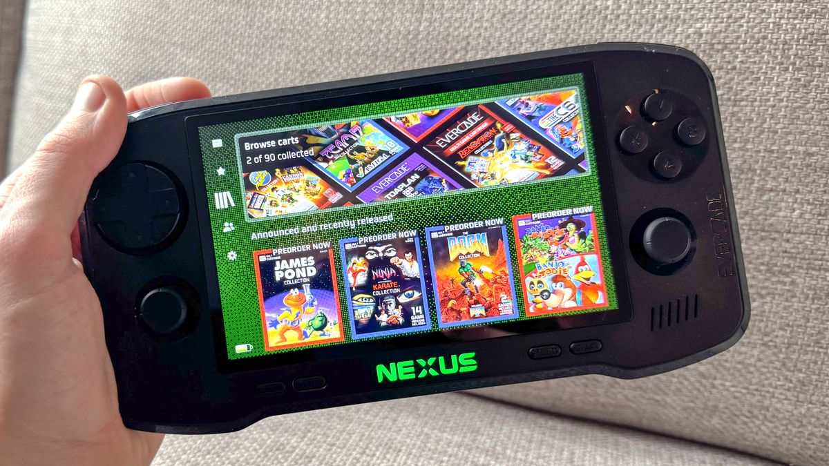 Evercade Nexus displaying the cartridge library