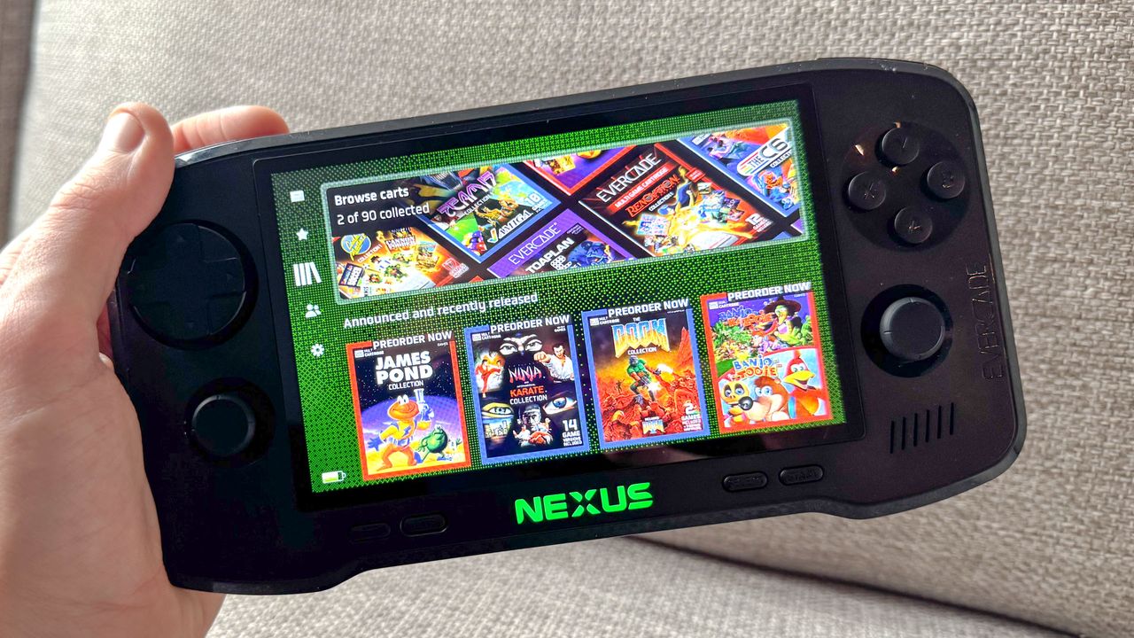 Evercade Nexus displaying the cartridge library