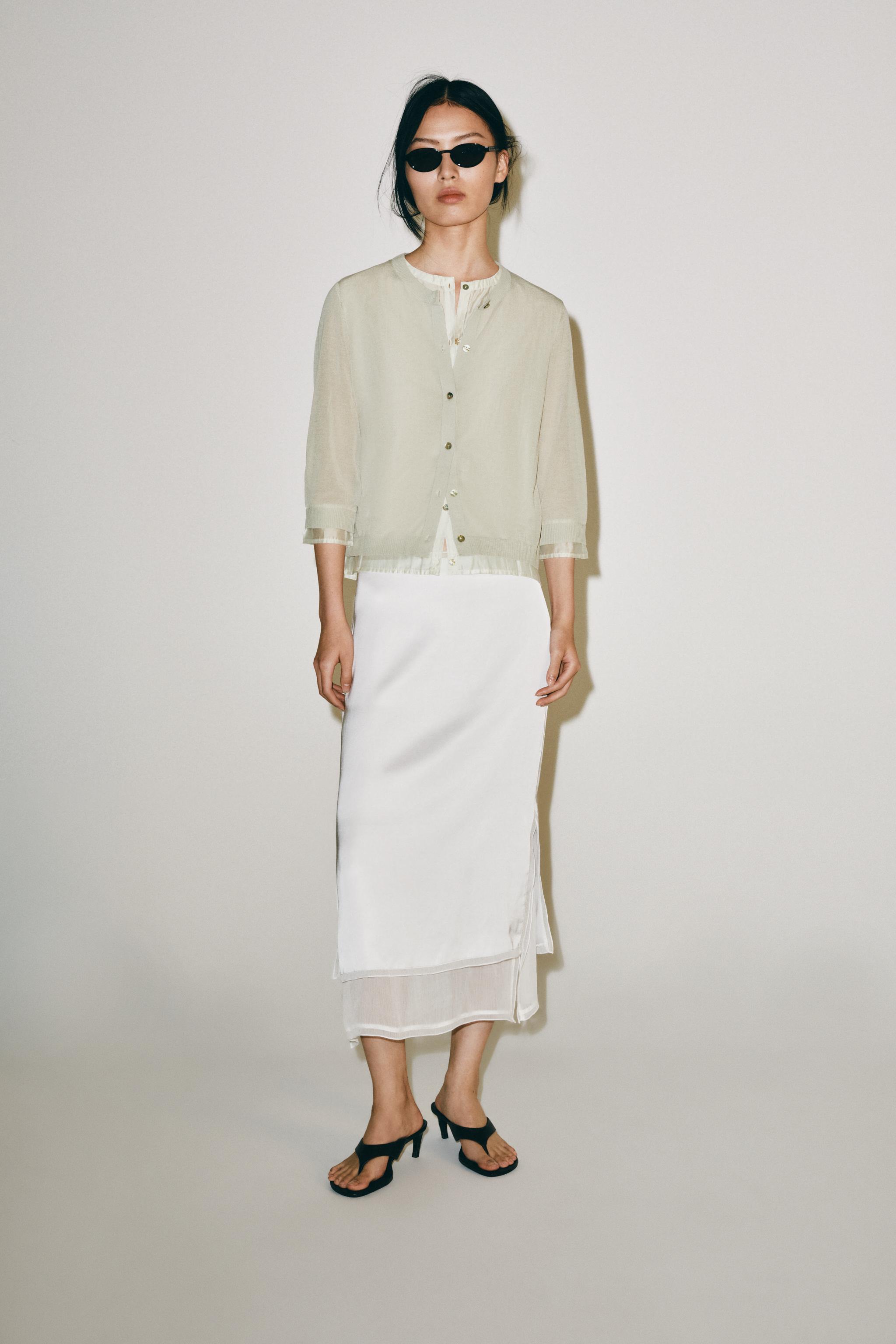 Combined Knit Cardigan - Pearl Grey - S