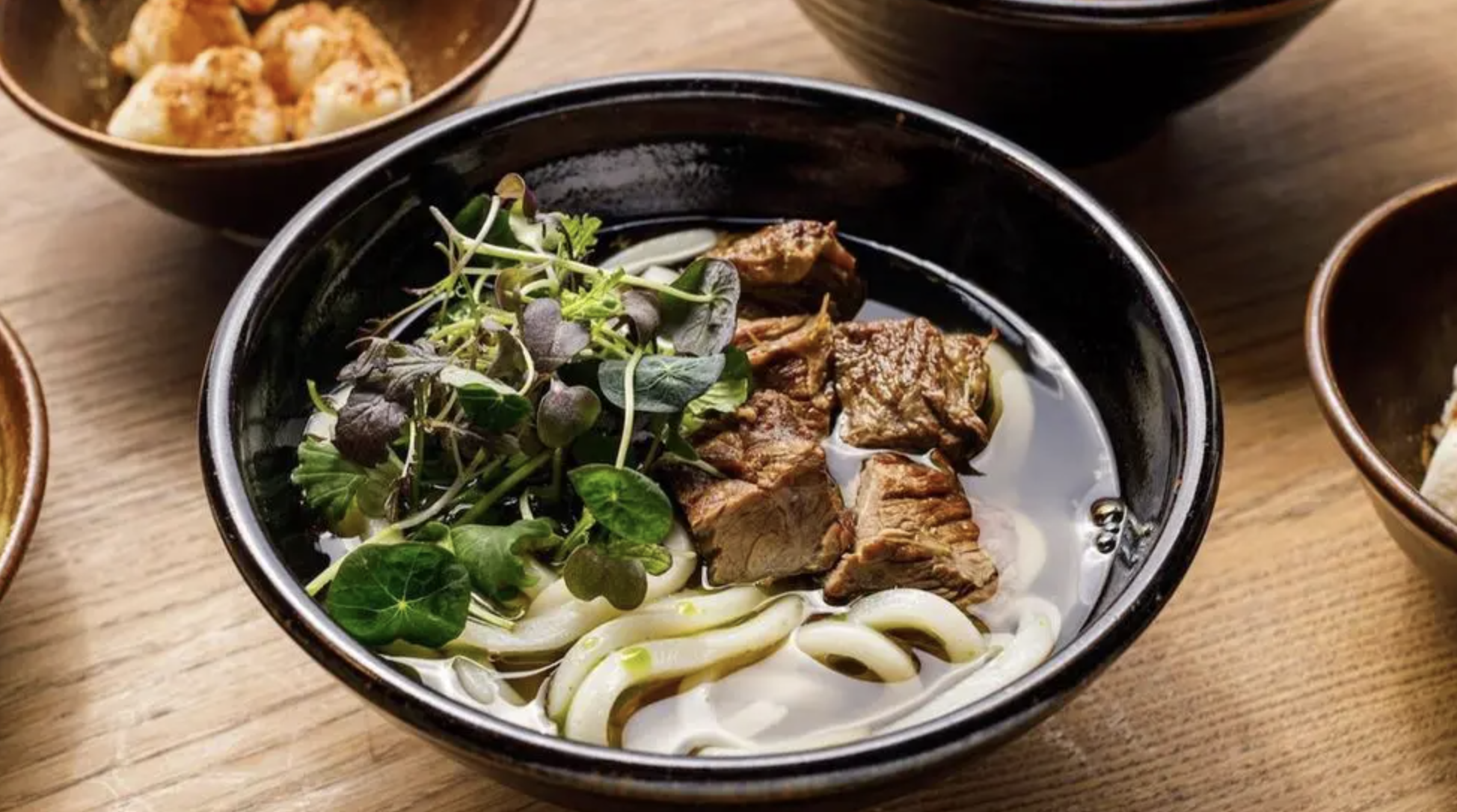 an image of a bowl of Udon noodles in a broth style bowl from Koya