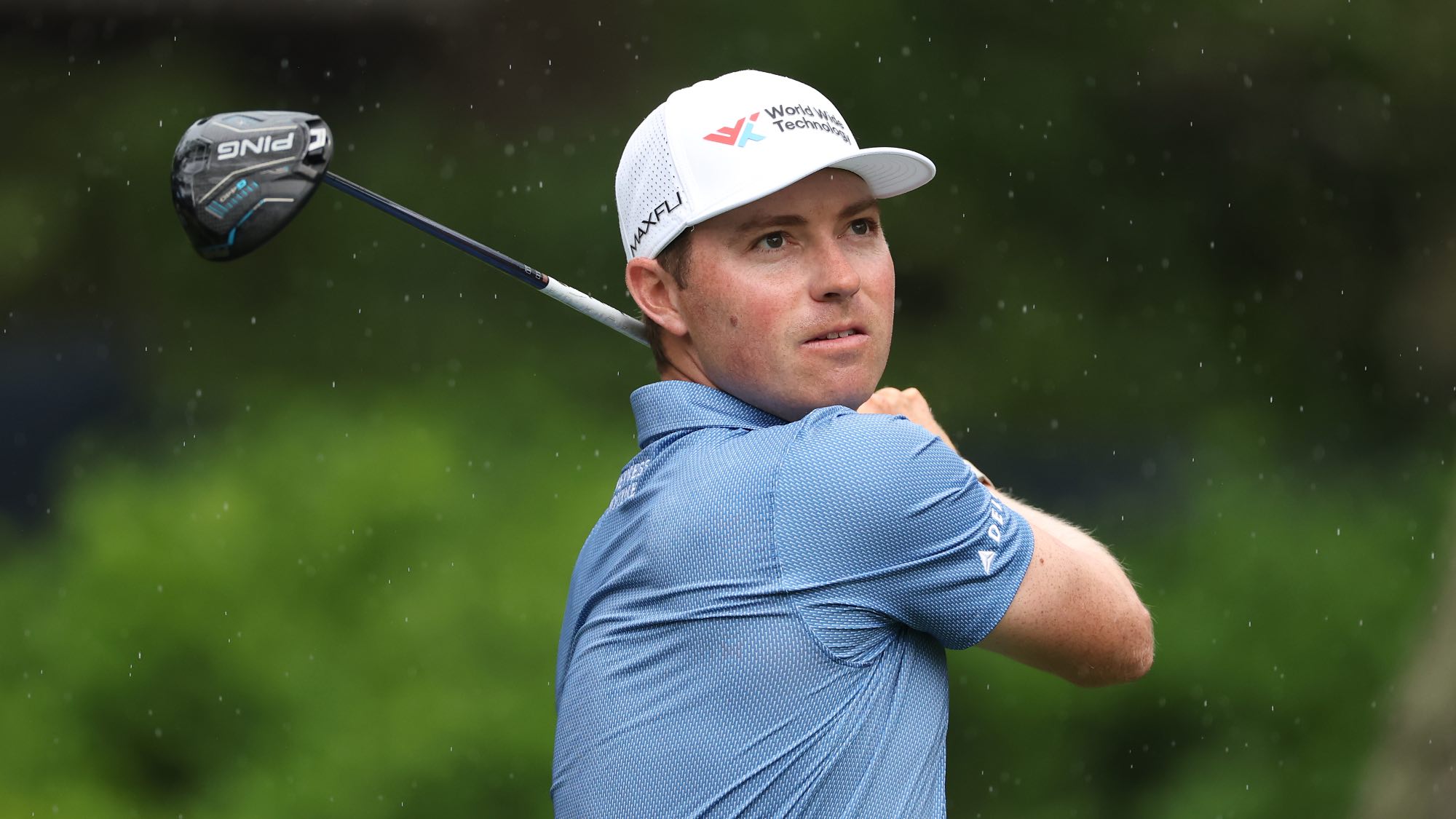 Ben Griffin of the United States plays a shot on the 11th tee during the first round of THE PLAYERS Championship 2026 at THE PLAYERS Stadium course at TPC Sawgrass on March 12, 2026 in Ponte Vedra Beach, Florida