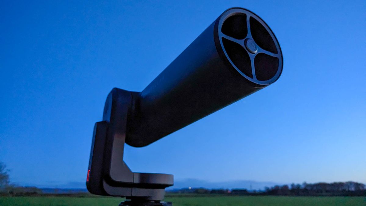 Telescope in-use against night sky showing front of telescope