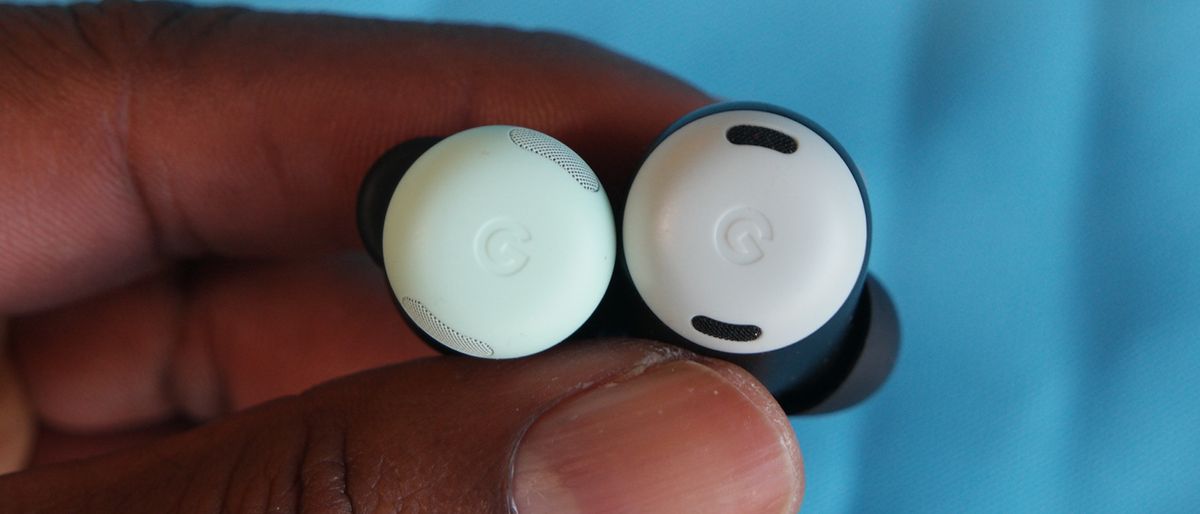 Google Pixel Buds Pro 2 next to the Pixel Buds Pro