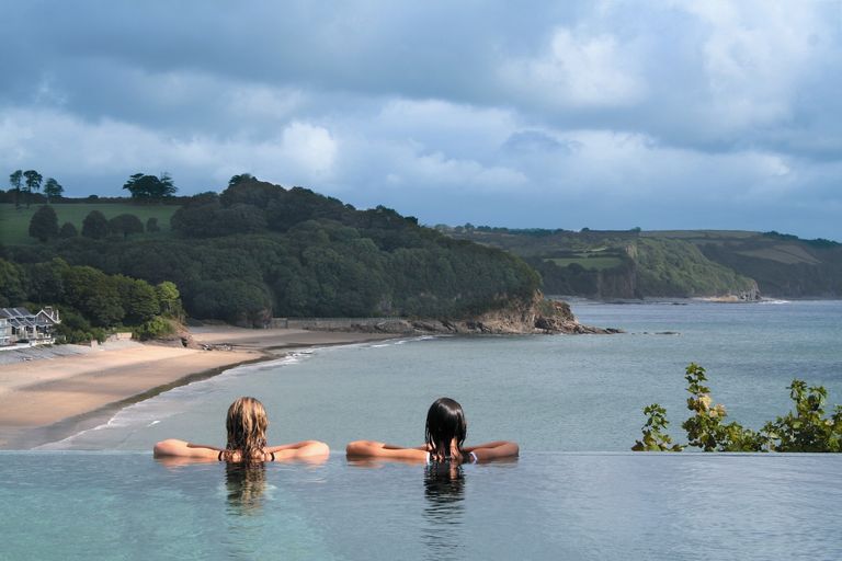 The infinity pool at St Brides hotel, one of the best spa hotels in Wales