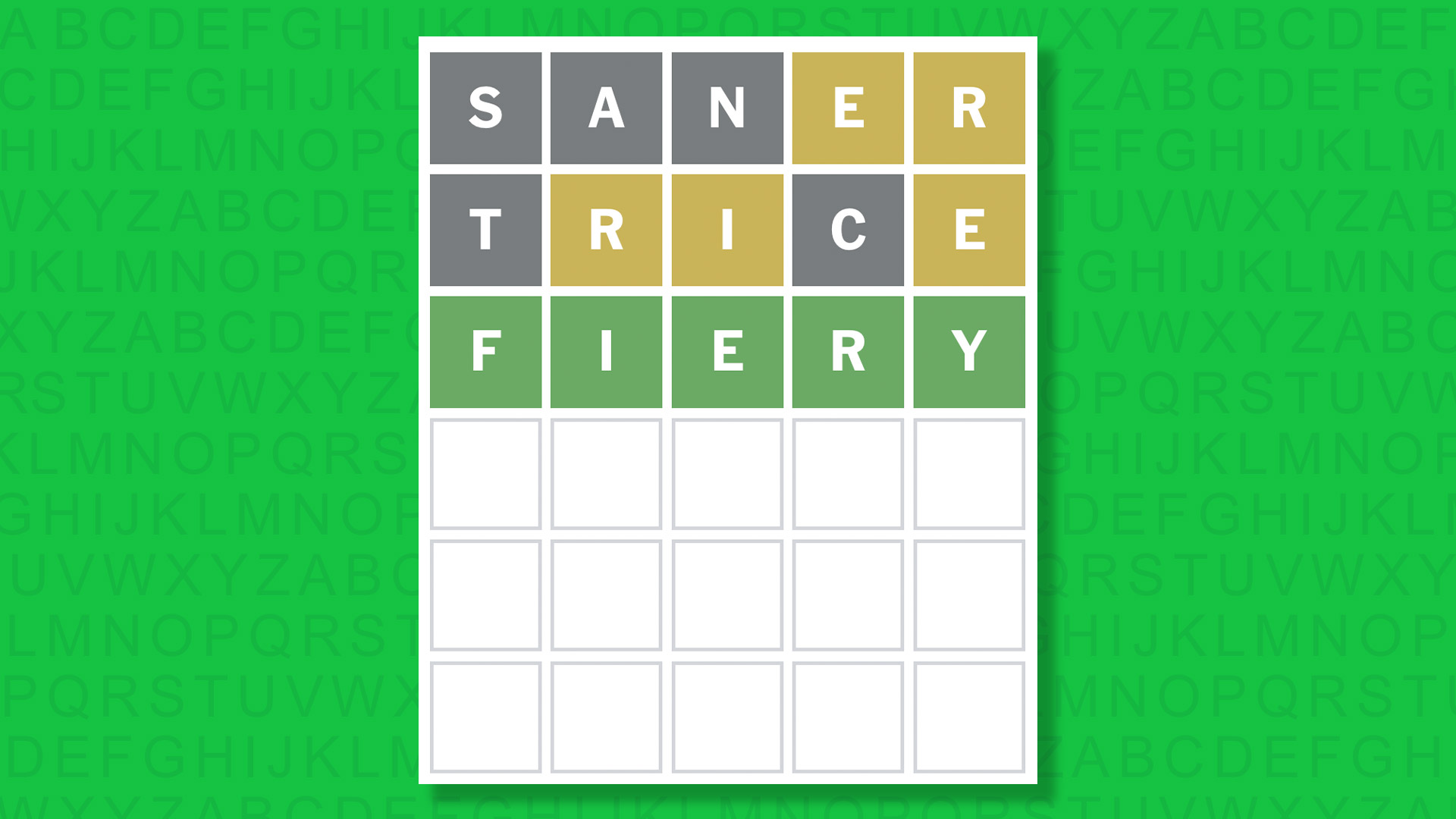 NYT Wordle answer for game 1673 on a green background