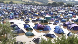 Tents in a sea of mud at Glastonbury
