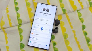 The Galaxy Wearables app connected to the Samsung Galaxy Buds 2 Pro