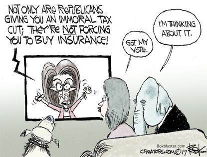 Political cartoon U.S. GOP tax cuts Nancy Pelosi Democrats