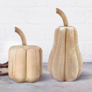 AOCEAN 2 Pcs Halloween Wooden Pumpkins