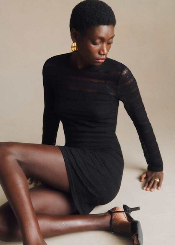 Hildy Dress - Black Lace - Organic Cotton - Textile Made From Organic Fibers - S&amp;eacute;zane