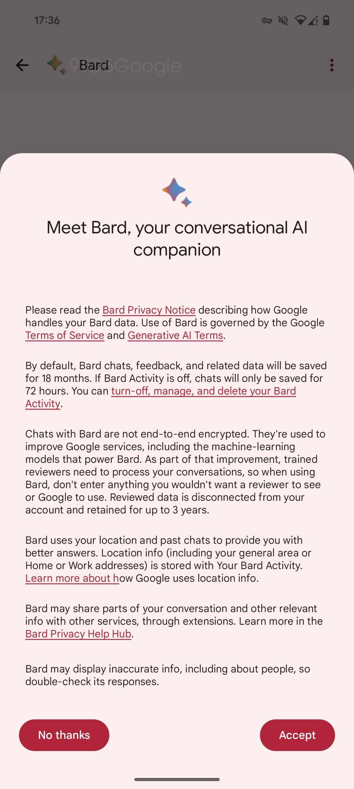 Google Messages with Bard beta