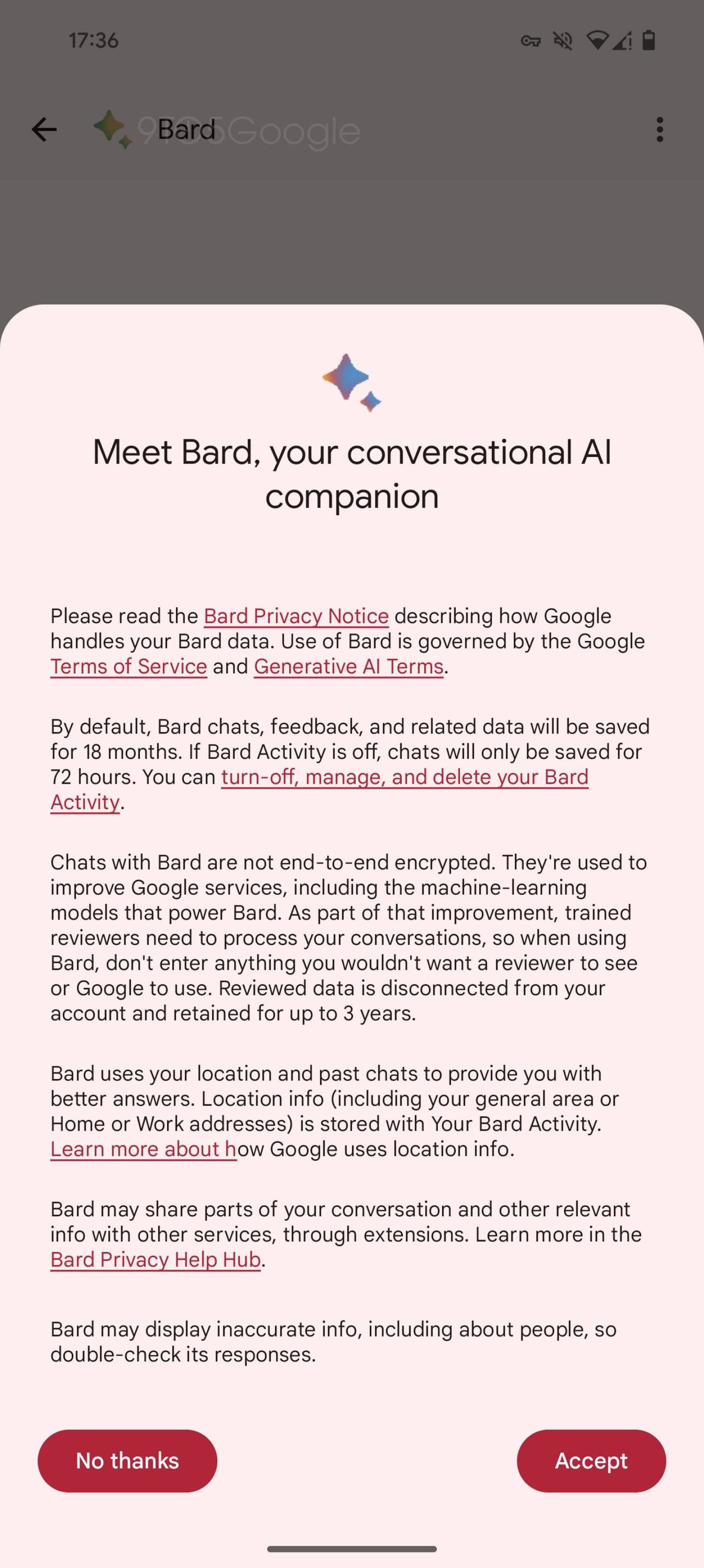 Google Messages with Bard beta