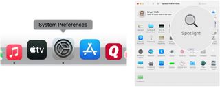 To tweak Spotlight indexing, click on System Preferences on the Mac dock, then choose Spotlight.