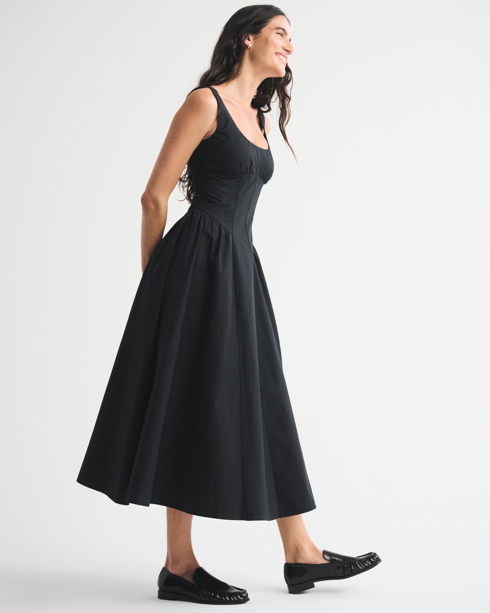 Abercrombie , 100% Cotton A&amp;F Bra-Free Dylan Midi Dress