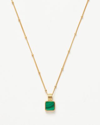 Lucy Williams Square Malachite Necklace | 18ct Gold Vermeil/malachite