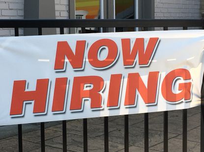 now hiring sign