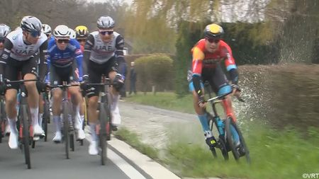 The moment Filip Maciejuk sparked a huge crash during the 2023 Tour of Flanders