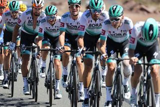 Team Bora Hansgrohe riders and Team Bora rider Slovakias Peter Sagan 2ndL lead the first pack during the 7th stage of the 107th edition of the Tour de France cycling race 168 km between Millau and Lavaur on September 4 2020 Photo by KENZO TRIBOUILLARD AFP Photo by KENZO TRIBOUILLARDAFP via Getty Images