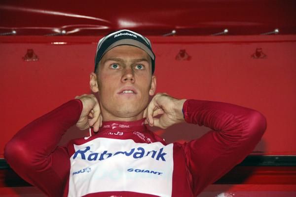 Lars Boom settles into the crimson jersey for leading the mountains classification.