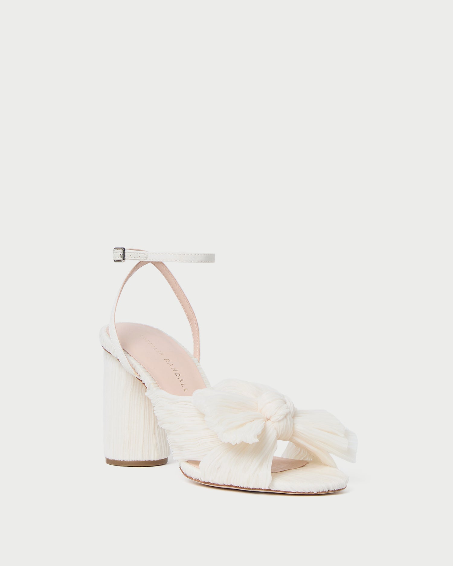 Camellia Pearl Pleated Bow Heel - Vegan Pearl / 5