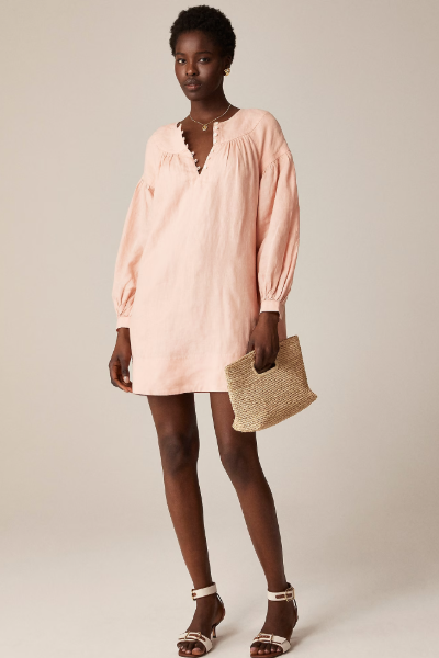 J.Crew, Gathered Popover Dress in Linen
