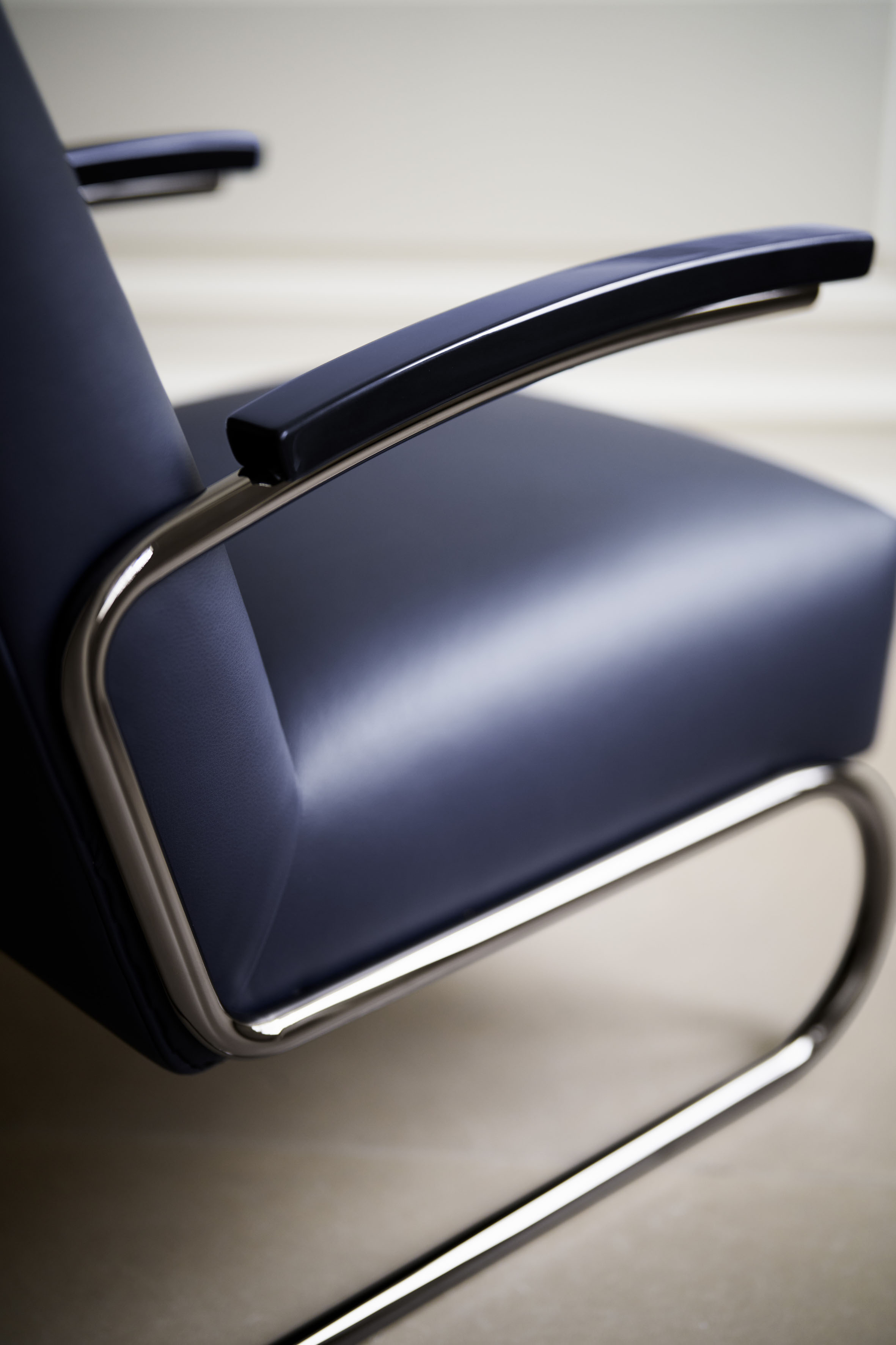 Jil Sander and Thonet S411 chair, Serious, in graphite blue