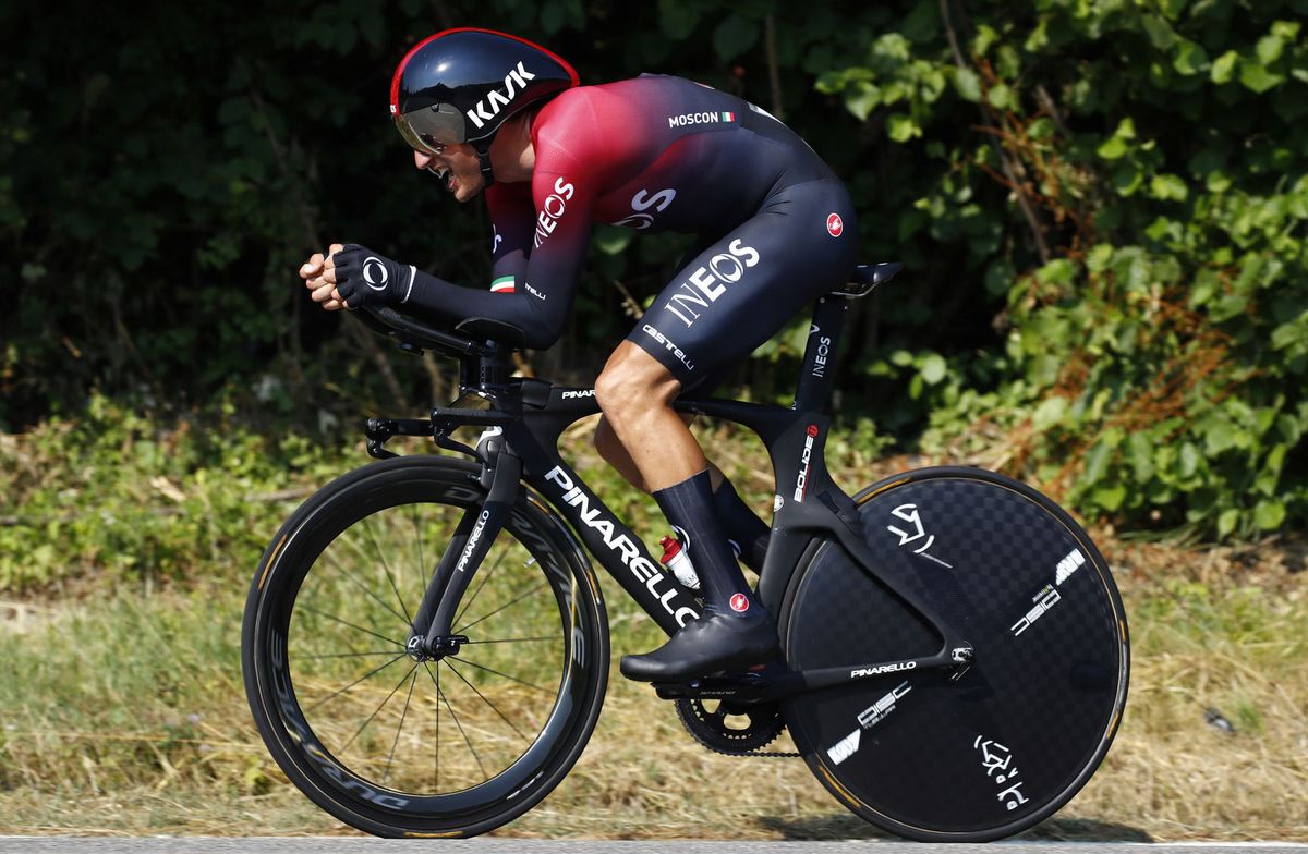 Gianni Moscon could only manage fifth in the national time trial in Italy
