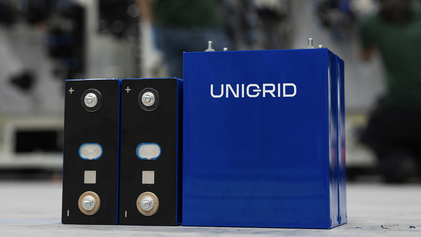 A Unigrid sodium-ion battery on a factory floor