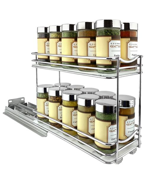 2-tier Pull Out Spice Rack Organizer