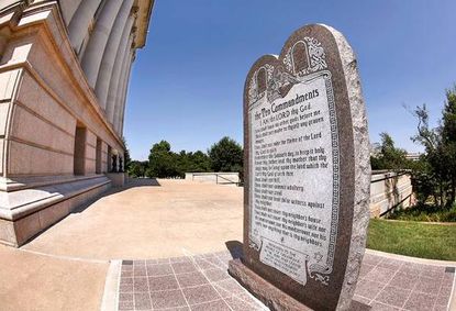 The 10 Commandments monument in Oklahoma.