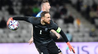 Jan Oblak in action during Friendly Game: Romania vs Slovenia, disputed on Cluj Arena, 17 November 2022
