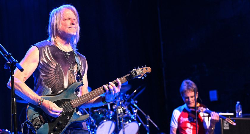 Steve Morse plays his signature Ernie Ball Music Man electric guitar live with Dixie Dregs