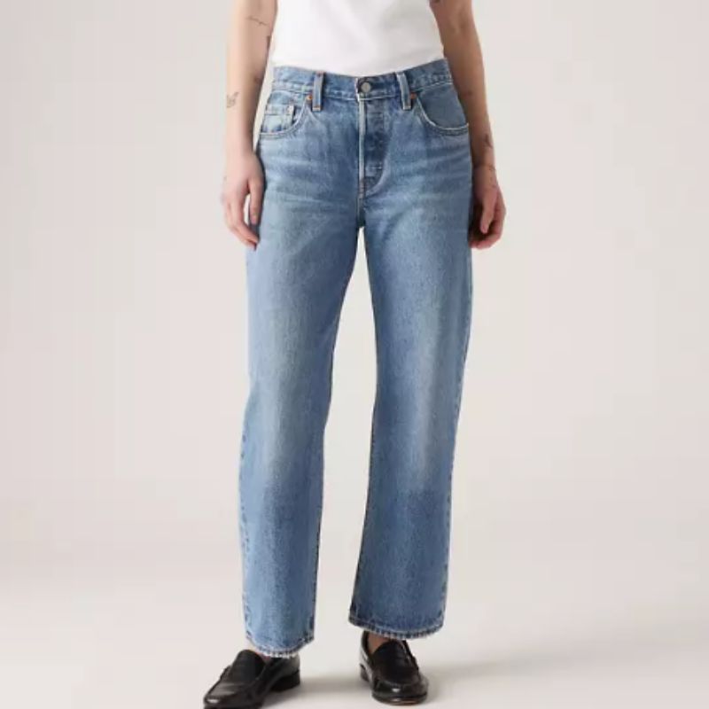 straight leg blue jeans