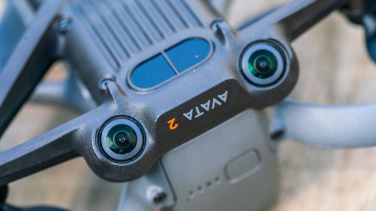 DJI Avata 2 FPV drone on a wooden bench