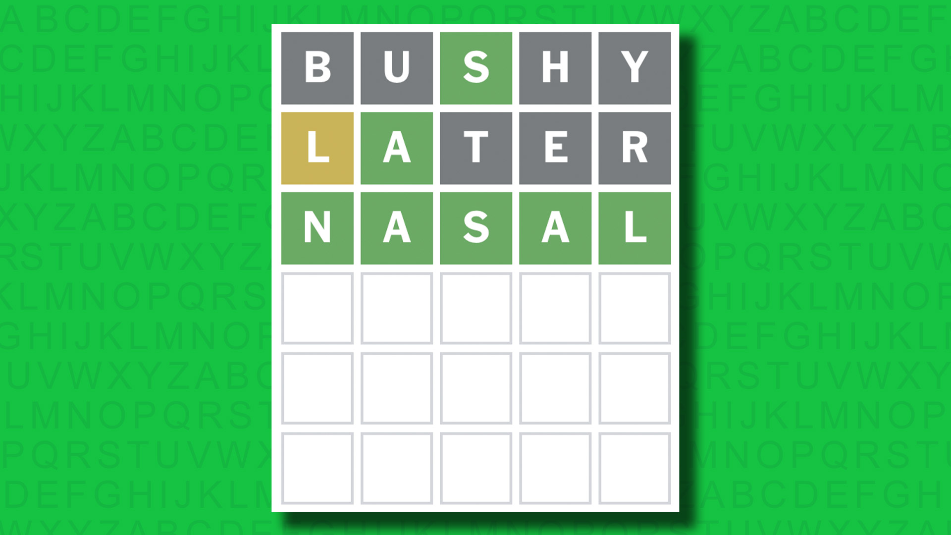 NYT Wordle answer for game 1512 on a green background