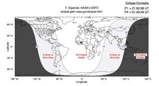 Penumbral Lunar Eclipse of Oct. 18, 2013 Map